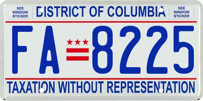 DC license plate FA8225