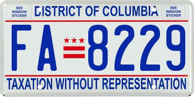 DC license plate FA8229