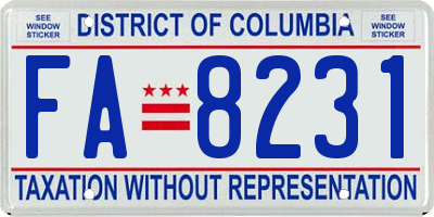 DC license plate FA8231