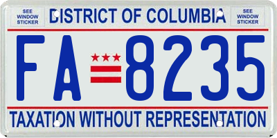 DC license plate FA8235