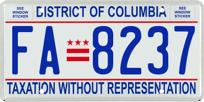 DC license plate FA8237