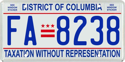 DC license plate FA8238