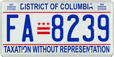 DC license plate FA8239