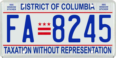 DC license plate FA8245