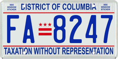 DC license plate FA8247