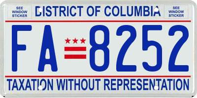 DC license plate FA8252