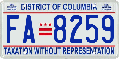 DC license plate FA8259