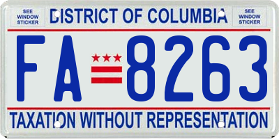 DC license plate FA8263