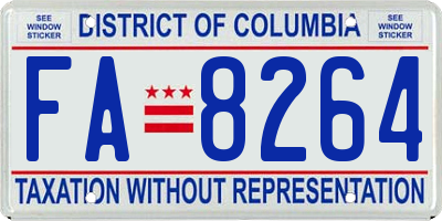 DC license plate FA8264