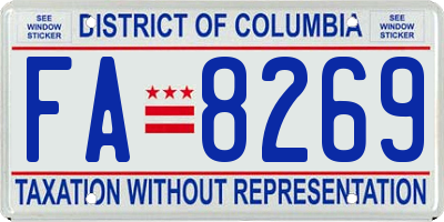 DC license plate FA8269