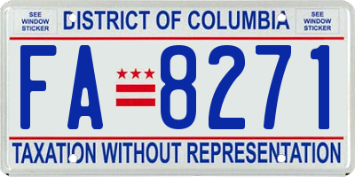 DC license plate FA8271