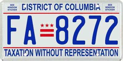 DC license plate FA8272