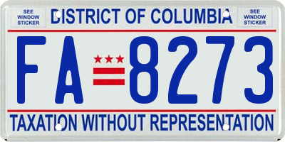 DC license plate FA8273