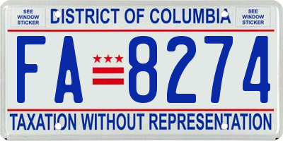 DC license plate FA8274