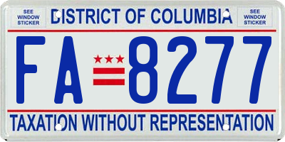 DC license plate FA8277