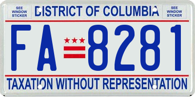 DC license plate FA8281