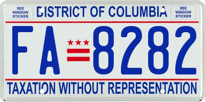 DC license plate FA8282