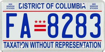 DC license plate FA8283