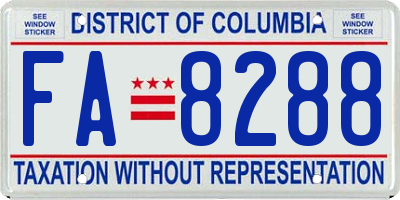 DC license plate FA8288