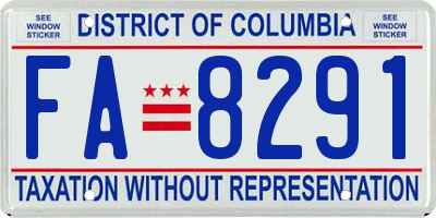 DC license plate FA8291