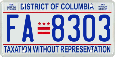 DC license plate FA8303