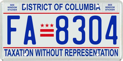 DC license plate FA8304