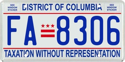 DC license plate FA8306