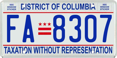 DC license plate FA8307