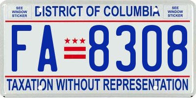 DC license plate FA8308