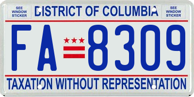 DC license plate FA8309