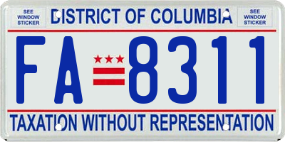 DC license plate FA8311