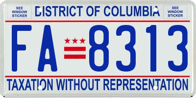 DC license plate FA8313