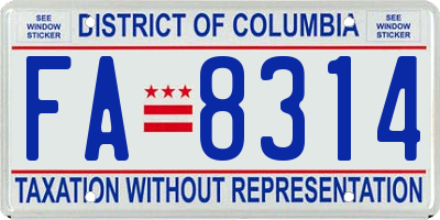 DC license plate FA8314