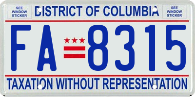 DC license plate FA8315