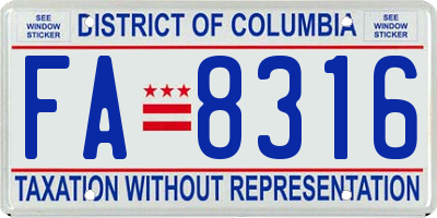 DC license plate FA8316