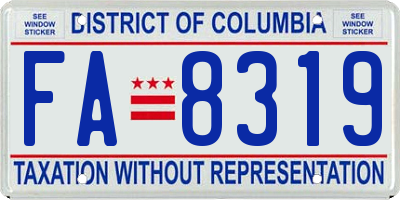 DC license plate FA8319