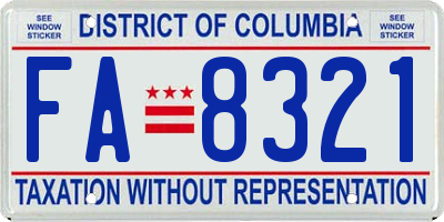 DC license plate FA8321