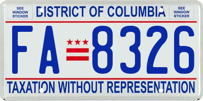 DC license plate FA8326