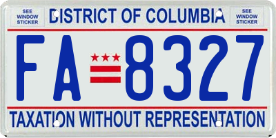 DC license plate FA8327