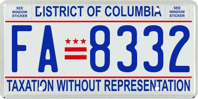 DC license plate FA8332