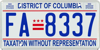 DC license plate FA8337