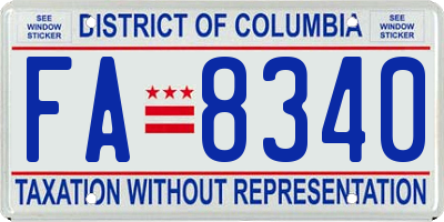 DC license plate FA8340