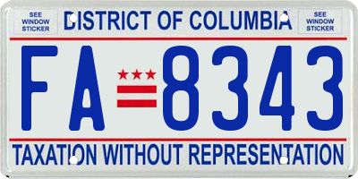 DC license plate FA8343