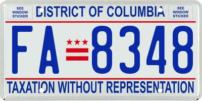 DC license plate FA8348