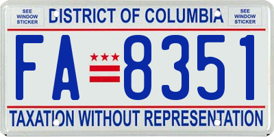 DC license plate FA8351