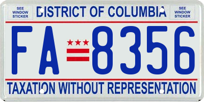 DC license plate FA8356