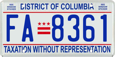 DC license plate FA8361