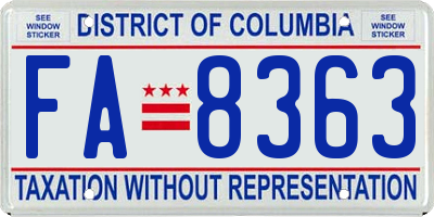 DC license plate FA8363