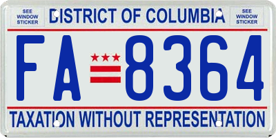 DC license plate FA8364