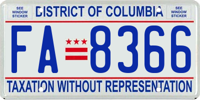 DC license plate FA8366